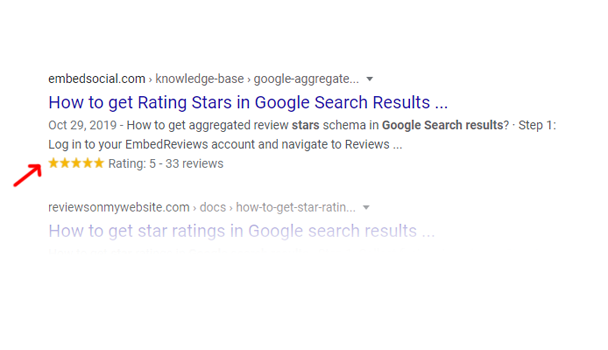 Star Rating in Google results page